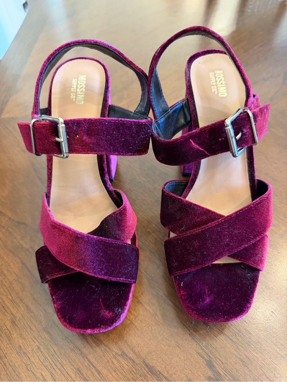 Mossimo Supply Co. Burgundy Velvet Crisscross Slingback Heels